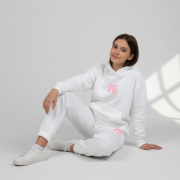 Mikina s kapucňou - BLOOM HOODIE Prírodná biela / ružová