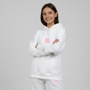 Mikina s kapucňou - BLOOM HOODIE Prírodná biela / ružová – Obrázok 2