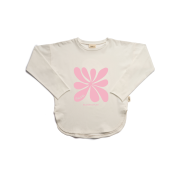 Tričko s dlhým rukávom – BLOOM TEE Prírodná biela / ružová – Obrázok 2
