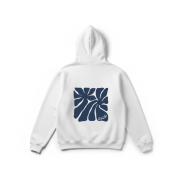 Mikina s kapucňou - BLOOM HOODIE Prírodná biela / modrá – Obrázok 3