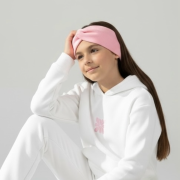 Rebrovaná twist čelenka – RIB TWIST HEADBAND Ružová – Obrázok 2