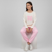 Tričko s dlhým rukávom – BLOOM TEE Prírodná biela / ružová