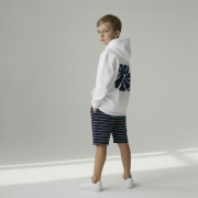 Mikina s kapucňou - BLOOM HOODIE Prírodná biela / modrá