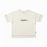 Tričko s krátkym rukávom – SIGNATURE T-SHIRT Prírodná biela / modrá – Obrázok 2