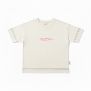 Tričko s krátkym rukávom – SIGNATURE T-SHIRT Prírodná biela / ružová – Obrázok 2