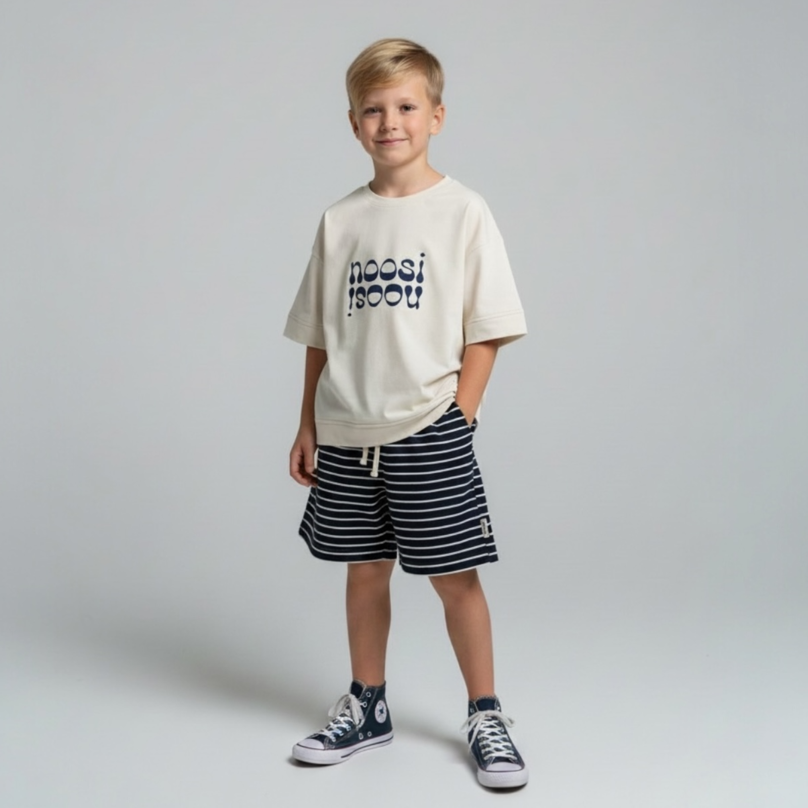 pásik šortky Šortky pásik - STRIPED SHORTS Modrý pásik – Obrázok 1