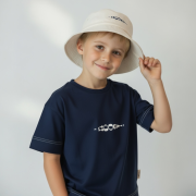 Klobúk – BUCKET HAT Prírodná biela / modrá