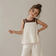 Vyšívaný top – EMBROIDERED TIE TOP Béžová – Obrázok 2