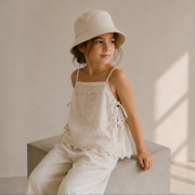 Vyšívaný top – EMBROIDERED TIE TOP Béžová