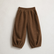 Menčestrové nohavice – CORDUROY BALLOON PANTS Hnedá – Obrázok 2