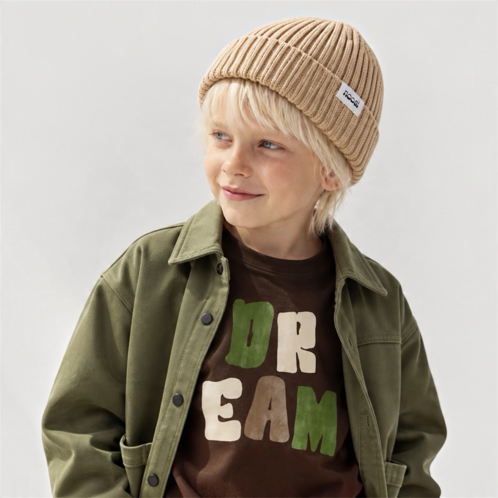 beanie béžová Pletená čiapka - RIB KNIT BEANIE Béžová – Obrázok 1