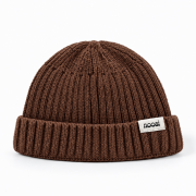 Pletená čiapka - RIB KNIT BEANIE Hnedá – Obrázok 2