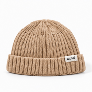 Pletená čiapka - RIB KNIT BEANIE Béžová – Obrázok 2